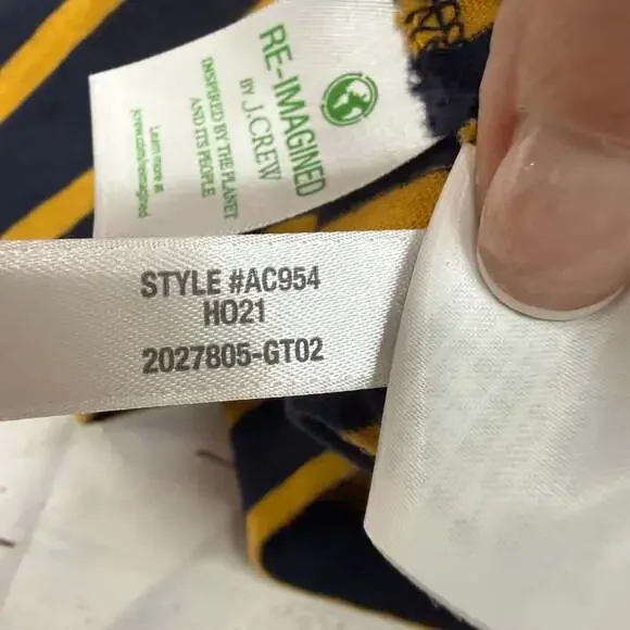 J.Crew Re-Imagined Navy Yellow Striped Long Sleeve Top Size M - Picture 5 of 8